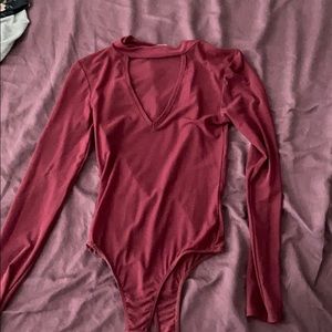 Maroon mesh bodysuit